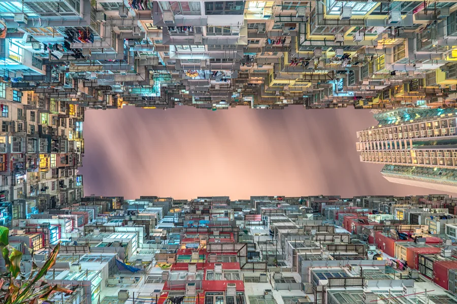 Looking Up Between Apartment Blocks