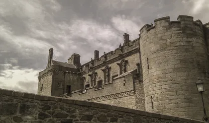 Stone Castle Wall and Round Tower