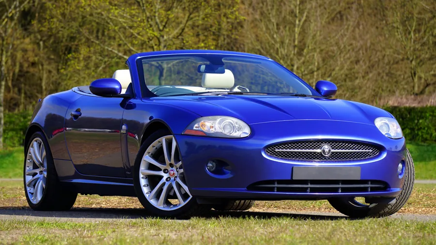 A Blue Convertible Sports Car