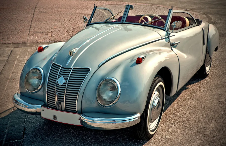 A Pale Blue Classic Convertible