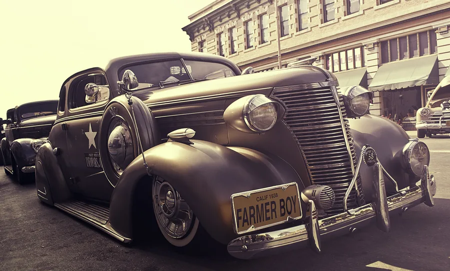 A Lowered 1938 Classic Car in Town