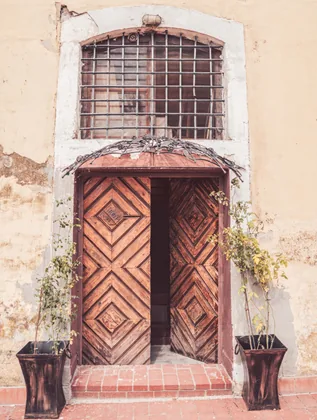 Old Door and Planters