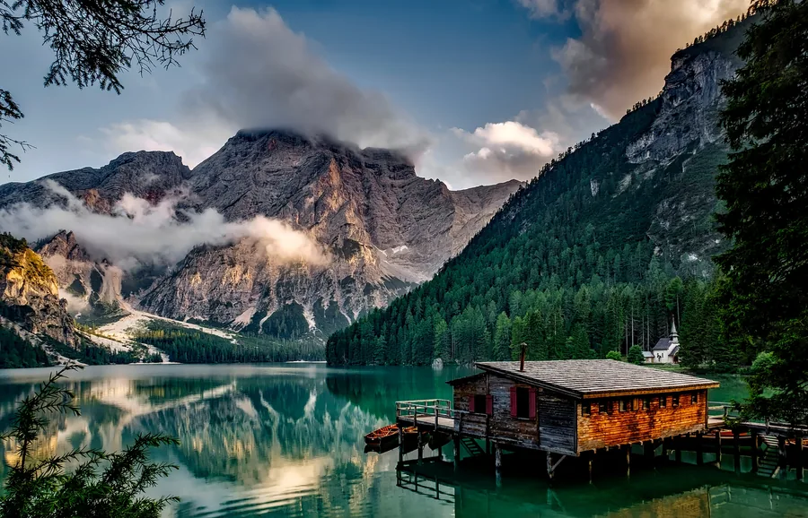 Boathouse on a Mountain Lake