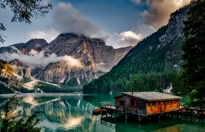 Boathouse on a Mountain Lake