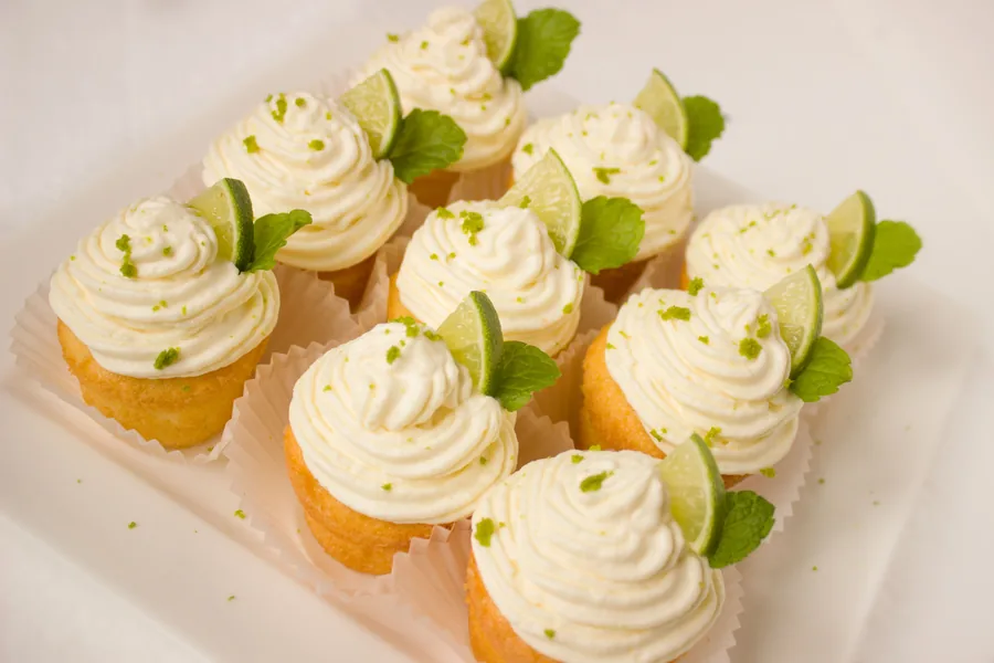 Lime Cupcakes with Mint Leaves
