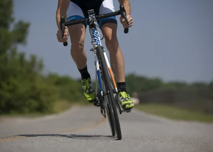 Cyclist Riding a Road Bike