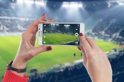 Phone Filming a Football Stadium