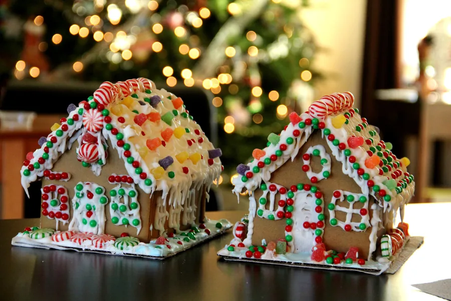 Two Decorated Gingerbread Houses