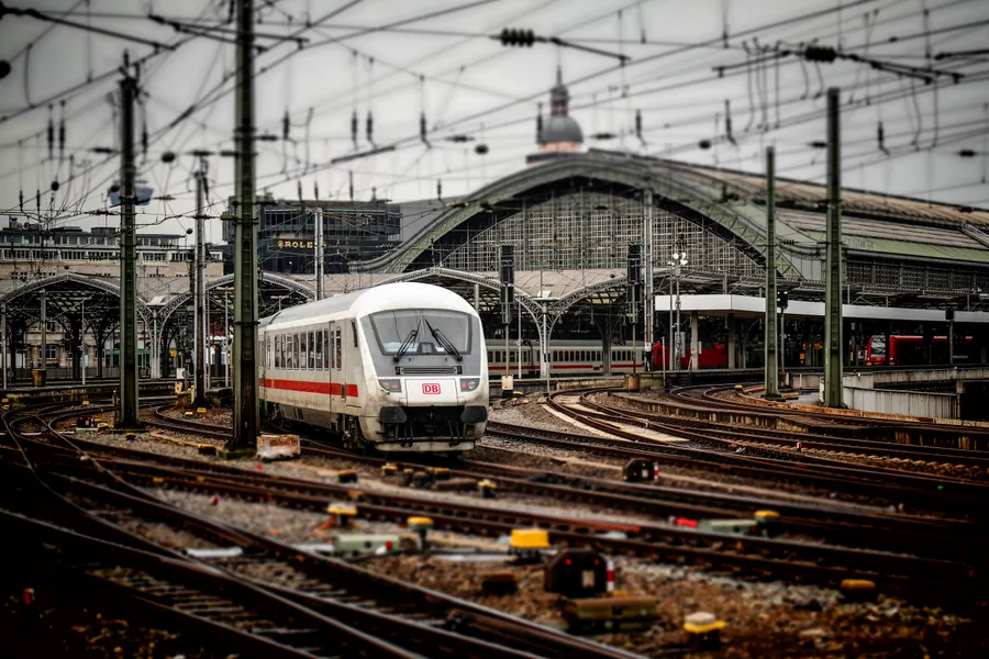 A White Train Leaving a Station