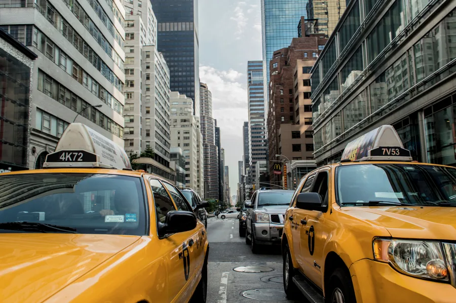 Yellow Taxis on a New York Street